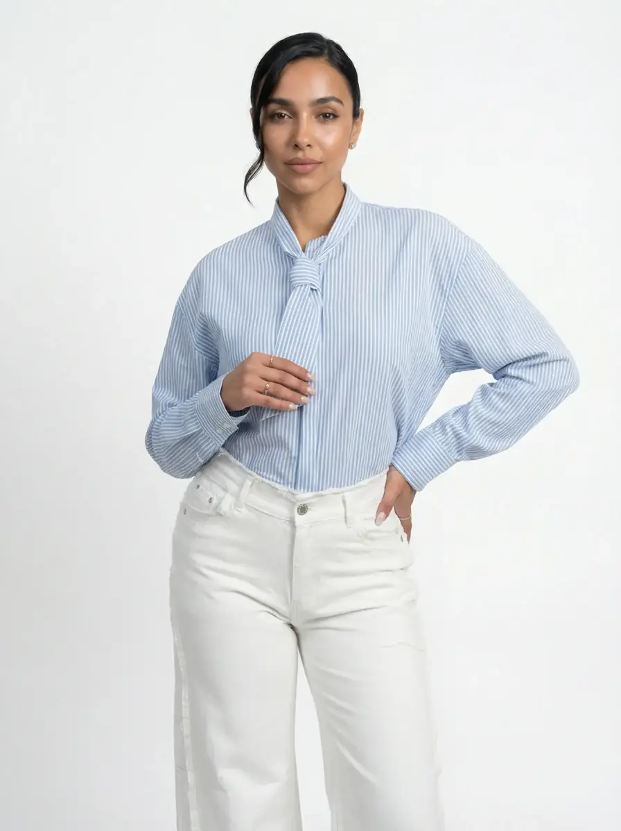 جينز ابيض وايد ليج