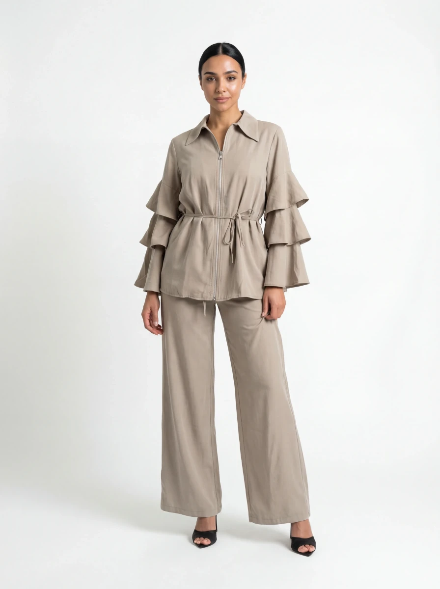 طقم بيج بخصر ربطة