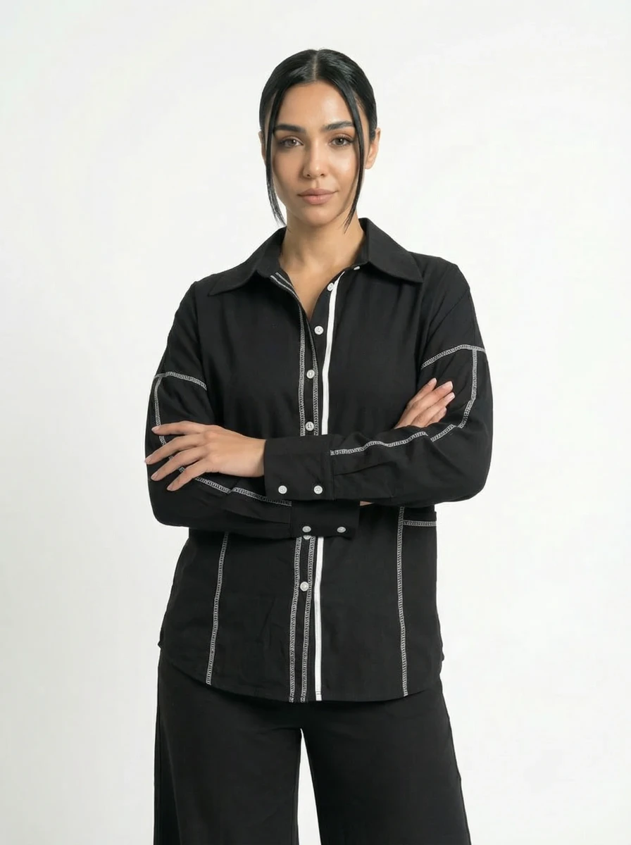 طقم سترايب اسود