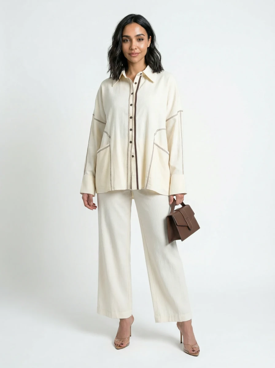 طقم سترايب ابيض