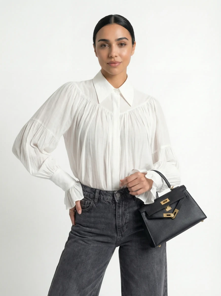 جينز أسود واسع