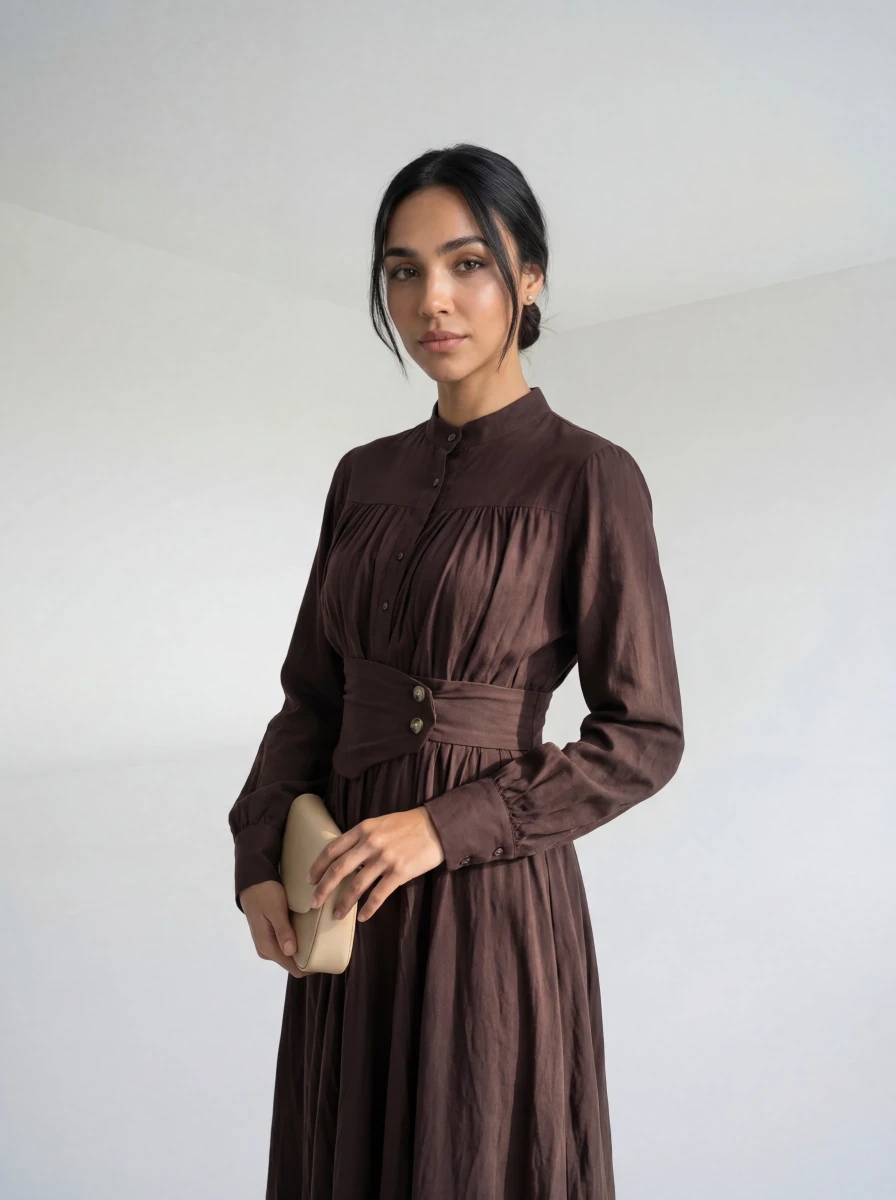 فستان براون إيليجانت