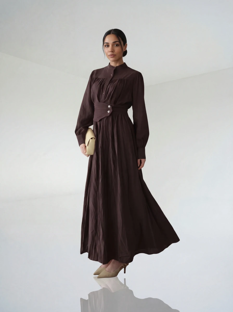 فستان براون إيليجانت