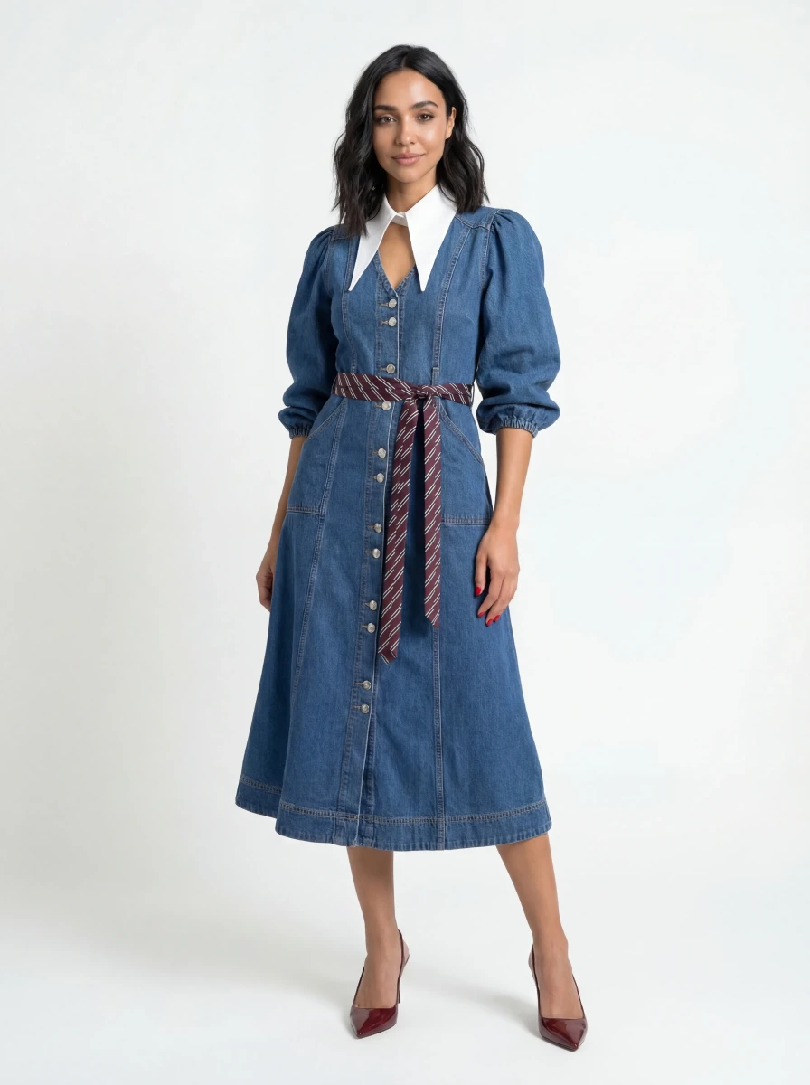 فستان جينز ميدي