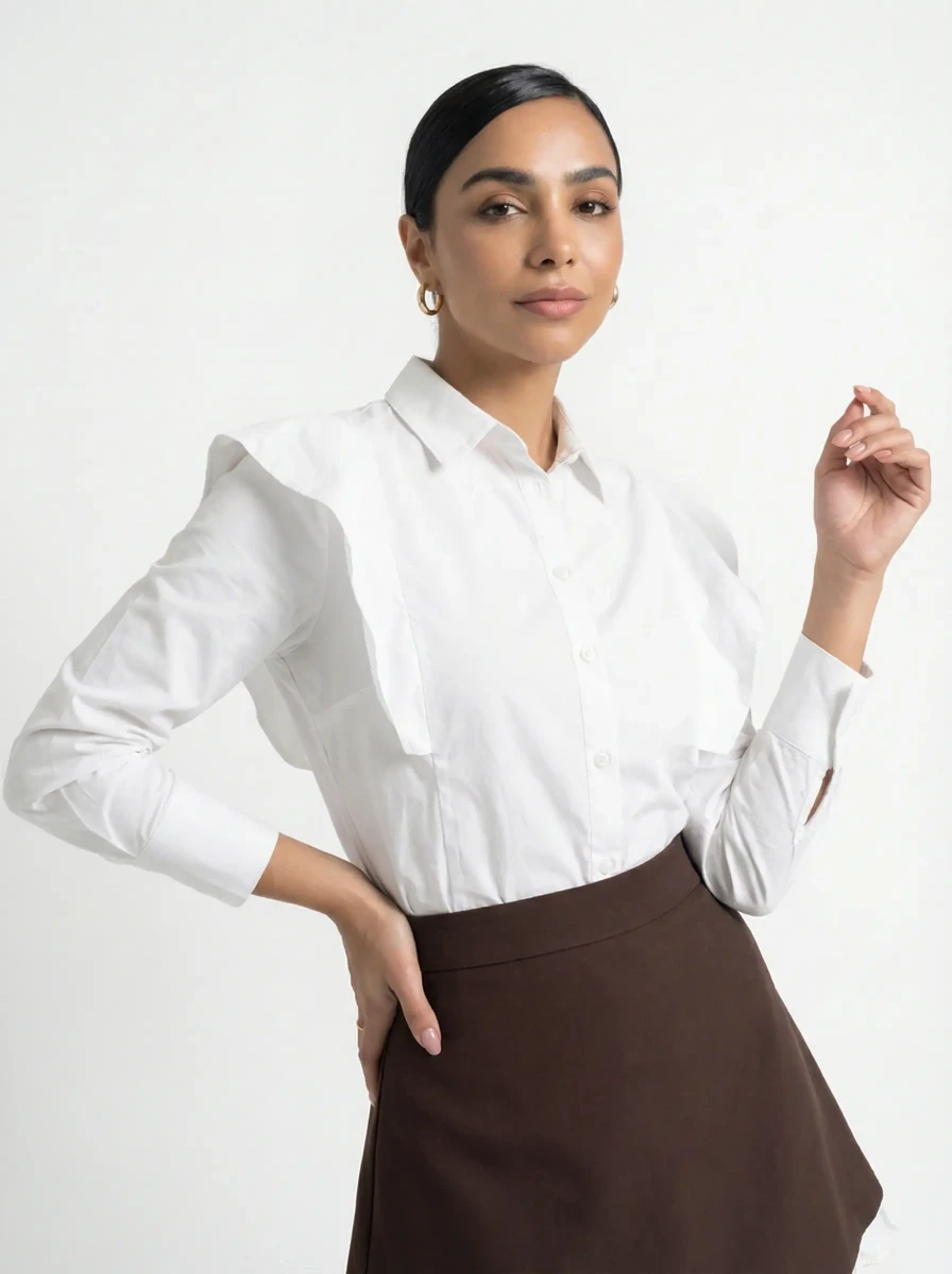 طقم بني وأبيض كشكش